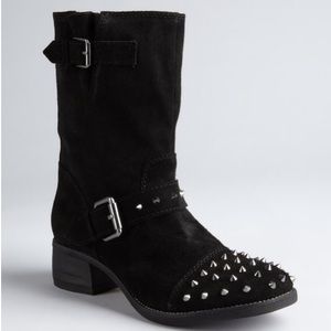 Kelsi Dagger "Ranger" black suede boots w/ studs